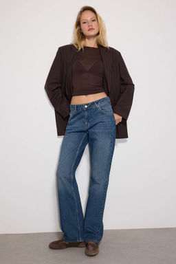 TRENDYOLMILLA Koyu Mavi Dusuk Bel Straight Jeans TWOSS24JE00100  фото 9