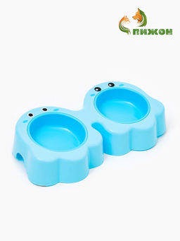 Миска двойная «Приведение», 2×160 мл, пластик, голубая