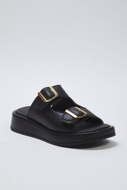 Trendyol Shoes Siyah Cift Bantl? Toka Detayl? Kal?n Taban Kad?n Terlik TAKSS25TE00044 - Trendyolmilla фото 7