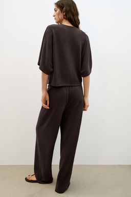 PANTAL?N R?STICO WIDE LEG / Marr?n oscuro - Zara фото 4