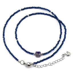 Чокер на шею женский из циркона рондель граненый 3*2мм цвет синий хамелеон, 40см