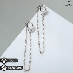 Серьги металл «Цепочки» круг, цвет серебро