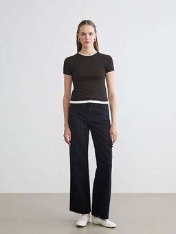 Wideleg Kad?n Kargo Jean Pantolon