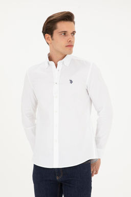 Мужская белая базовая рубашка с длинным рукавом - U.s. polo assn фото 3