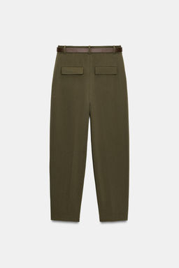 PANTAL?N PINZAS CINTUR?N / Khaki - Zara фото 9