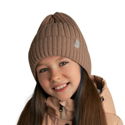 Шапка "Трюфель" с флисовым подкладом и светоотражающим шевроном. Цвет: светло-бежевый