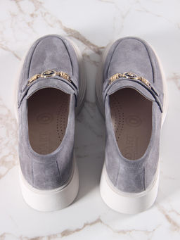 Лоферы туфли 173.1453be.Серый замок замша