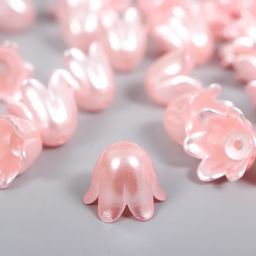 Цена за 2 шт. Бусины для творчества пластик Цветок ландыша жемчужный, набор 40 шт., розовый, 1?0.9?0.9 см