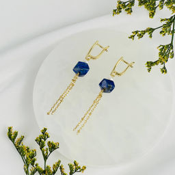 Серьги из Лазурита и Жемчуга с цепочкой