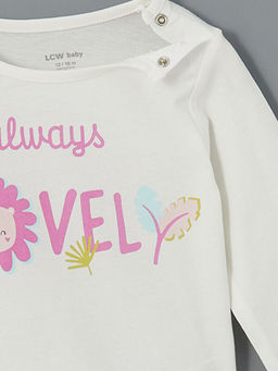 Bisiklet Yaka Bask?l? K?z Bebek Pijama ?st