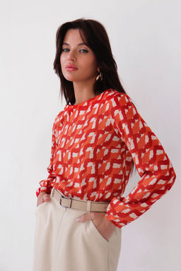 Блуза прямого силуэта с вырезом лодочка - Martichelli фото 7