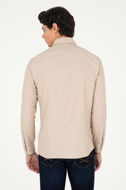 Мужская базовая рубашка песочного цвета с длинным рукавом Неожиданная скидка в корзине - U.s. polo assn фото 5