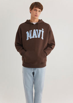 Mavi Logo Bask?l? Kapusonlu Kahverengi Sweatshirt  фото 2
