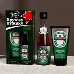 Подарочный набор ЧИСТОЕ СЧАСТЬЕ «Непобедимый»: гель для душа пиво 250 мл и гель для бритья 110 мл