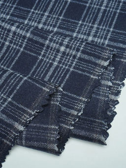 Шерсть пальтово-костюмная Твид Клетка цв.серо-голубой на синем, ш.1.5м, шерсть-60%, п/э-40% - Купава фото 7