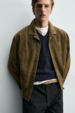 SOBRECAMISA PIEL ANTE / Khaki - Zara фото 4