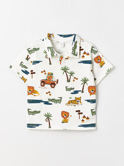 K?sa Kollu Bask?l? Erkek Bebek G?mlek