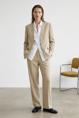 Vizon C?tc?t Kapamal? Regular/Normal Kal?p Yakas?z Dokuma Blazer Ceket TWOAW26BC00030 - Trendyolmilla фото 6