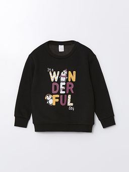 Bisiklet Yaka Uzun Kollu Bask?l? K?z Bebek Sweatshirt