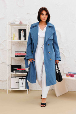 Плащ AURA 7037-164 темно-голубой деним