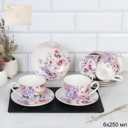 Чайная пара 2 предмета 250 мл АКЦИЯ / TC69-2416-12G 230 / костяной фарфор в подарочной коробке