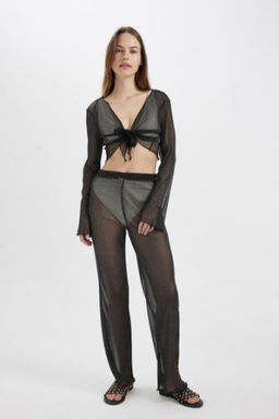 Fall in Love Regular Fit Parlak Kumas Plaj Pantolonu