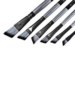 Набор кистей для рисования, синтетика, 6 штук: № 2, 4, 6, 8, 10, 12, плоские, скошенные, чёрно - серые, международный размер