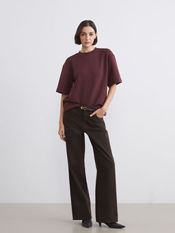 Beli Kemerli Wideleg Kad?n Jean Pantolon