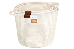 Набор 3 текстильных корзин д/хранения 27*27*20 см, 30*30*25 см, 37*37*30 см, молочный - Elan gallery фото 7