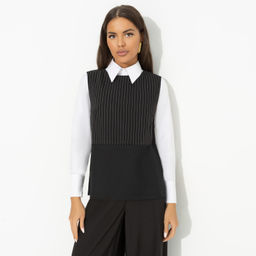 Блуза комбинированная Кейт Мосс отдыхает (black) - Charutti фото 2