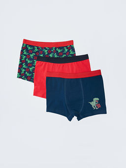 Bask?l? Pamuklu Erkek ?ocuk Boxer 3l?