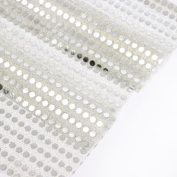 Цена за 43 шт. Ткань для рукоделия и шитья, трикотаж с нанесением фольгированного рисунка пайетками, ширина 120 см, цвет серебро