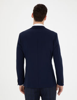 Lacivert Esnek Fit Blazer Ceket