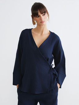 Kruvaze Yaka Dokulu M?slin Kad?n Kimono