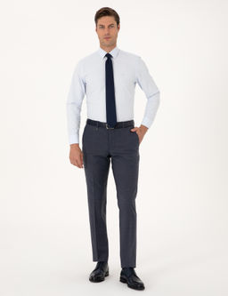 Koyu Mavi Slim Fit Y_n Kar___ml_ Kuma_ Pantolon