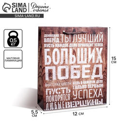 Цена за 3 шт. Пакет подарочный ламинированный, упаковка, «Больших побед», S 12×15×5.5 см