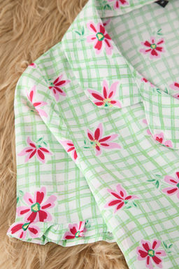 Trendyolmilla Kad?n Mini Me/Anne K?z Pembe Cicekli F?rf?rl? Viskon Sortlu Dokuma Pijama Tak?m? THMSS23PT00167 фото 12