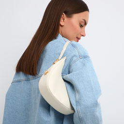 Сумка женская багет на молнии, 20.5×7×10.5 см, белая