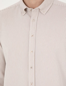 Bej Slim Fit Uzun Kollu G_mlek
