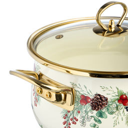 КАСТРЮЛЯ ЭМАЛИРОВАННАЯ AGNESS СО СТЕКЛЯННОЙ КРЫШКОЙ СЕРИЯ CELEBRATION, 3.6 Л, 22*13 СМ фото 6