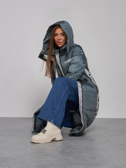 Пальто утепленное молодежное зимнее женское темно-зеленого цвета 5873TZ - Mtforce фото 17