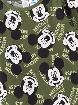 Bisiklet Yaka Mickey Mouse Bask?l? Erkek Bebek Tulum