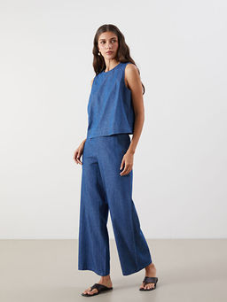 Beli Lastikli Wideleg Kad?n Jean Pantolon