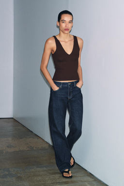 TOP ESCOTE PICO RIB / Marr?n - Zara фото 2