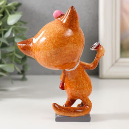 Цена за 2 шт. Фигурка полистоун лак «Кошечка с бокалом», 8.3×6.2×13.8 см