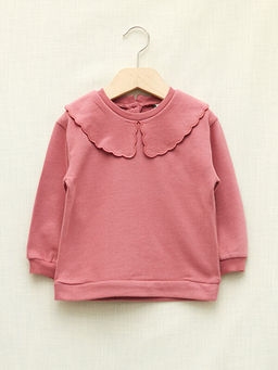 Bebe Yaka Uzun Kollu Basic K?z Bebek Sweatshirt