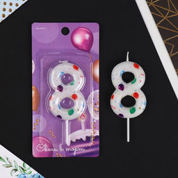 Свеча в торт цифра 8, с шарами - Страна карнавалия фото 2