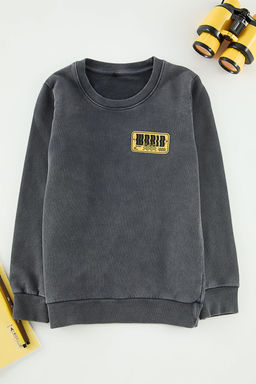 Antrasit Erkek Cocuk Bask?l? Orme Mini Me Sweatshirt TKDAW25SW00062 - Trendyolmilla фото 3