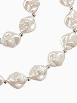 Набор 2 предмета: бусы, браслет «Жемчуг барочный. Ромб», 40/18 см, белый в серебре