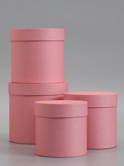 Набор шляпных коробок  4 в 1 "Пудра", 18 × 18 ‒14 × 14 см